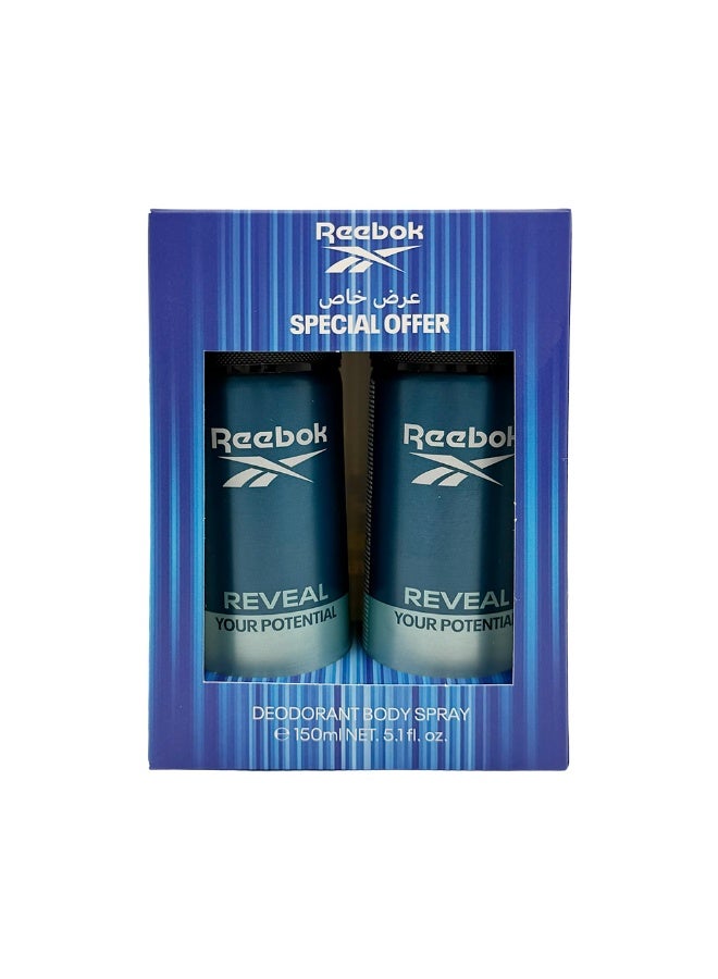 Reebok Reveal Deodorant Body Spray For Him 150Ml x2 - Image 1